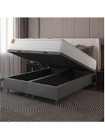 Cama Box Baú Colchão Casal King Molas Ensacadas Real Branco / Cinza Inducol Branco