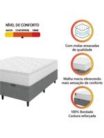 Cama Box Baú Colchão Casal King Molas Ensacadas Real Branco / Cinza Inducol Branco