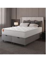 Cama Box Baú Colchão Casal King Molas Ensacadas Real Branco / Cinza Inducol Branco