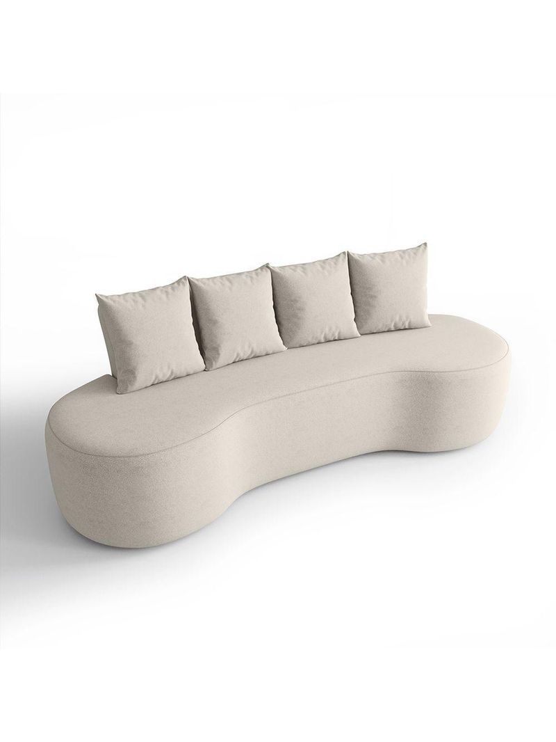 Sofá Orgânico Curvo 2,10m 3 Lugares Com Almofadas Ibiza Bexs Bege