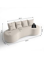 Sofá Orgânico Curvo 2,10m 3 Lugares Com Almofadas Ibiza Bexs Bege