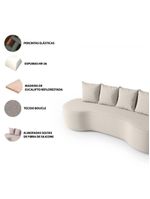 Sofá Orgânico Curvo 2,10m 3 Lugares Com Almofadas Ibiza Bexs Bege