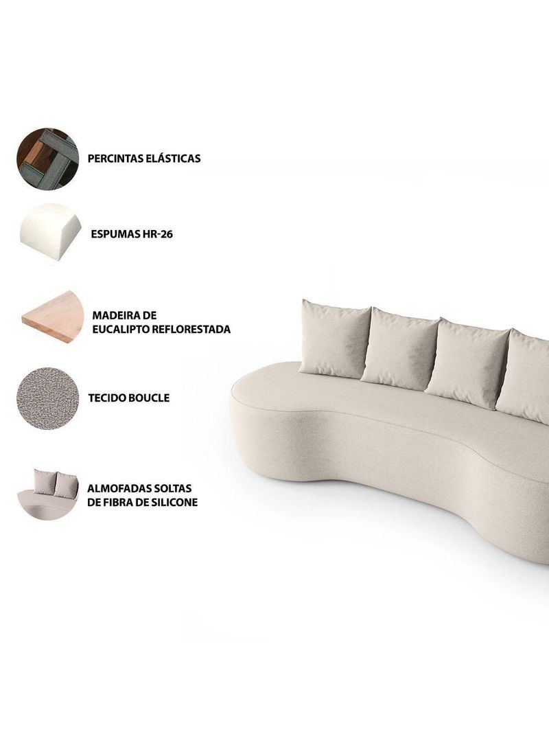 Sofá Orgânico Curvo 2,10m 3 Lugares Com Almofadas Ibiza Bexs Bege
