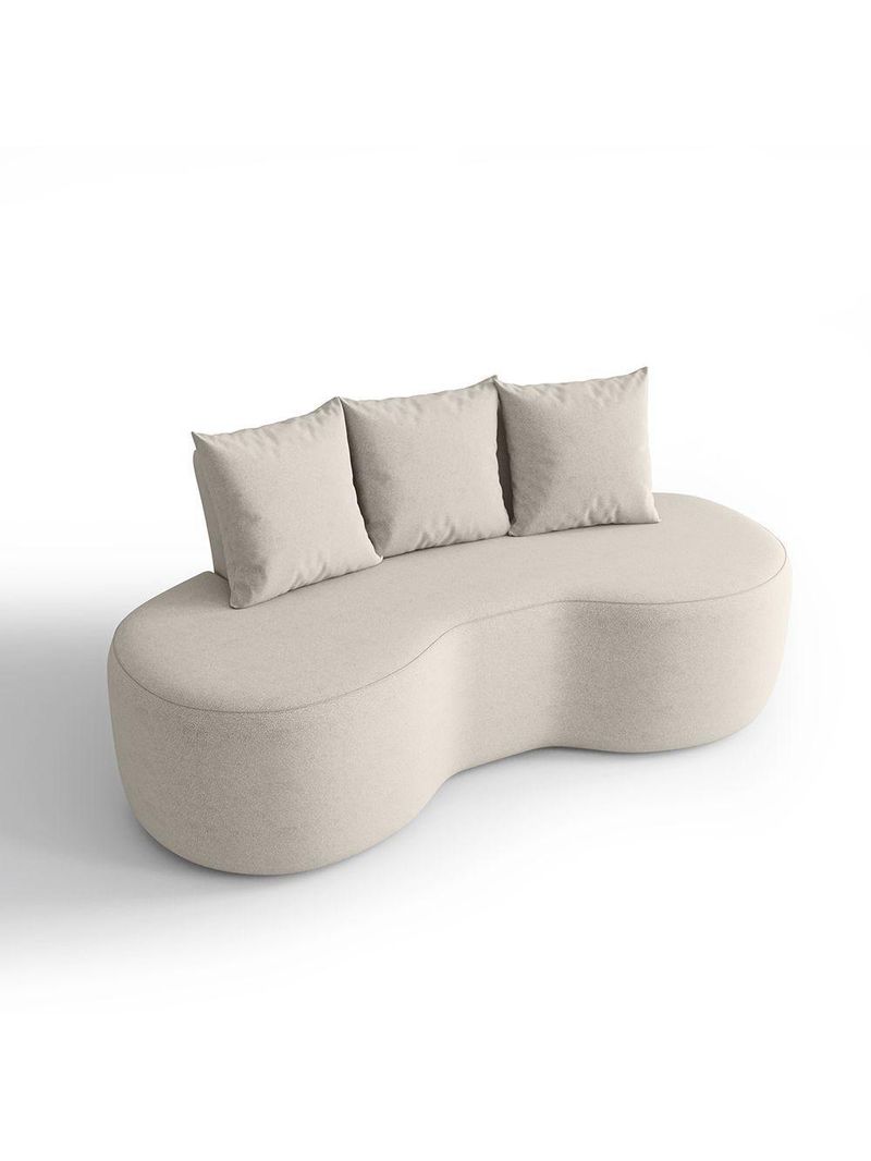 Sofá Orgânico Curvo 1,60m 2 Lugares Com Almofadas Ibiza Bexs Bege