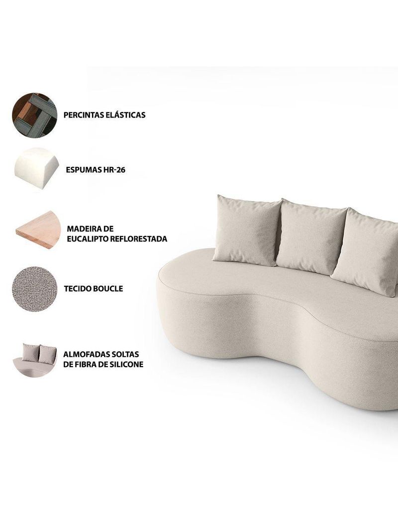 Sofá Orgânico Curvo 1,60m 2 Lugares Com Almofadas Ibiza Bexs Bege