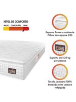 Colchão Casal Espuma D33 Pillow Top Van Gogh 138x188x24cm Branco Hellen-suporta Até 120 Kg Branco