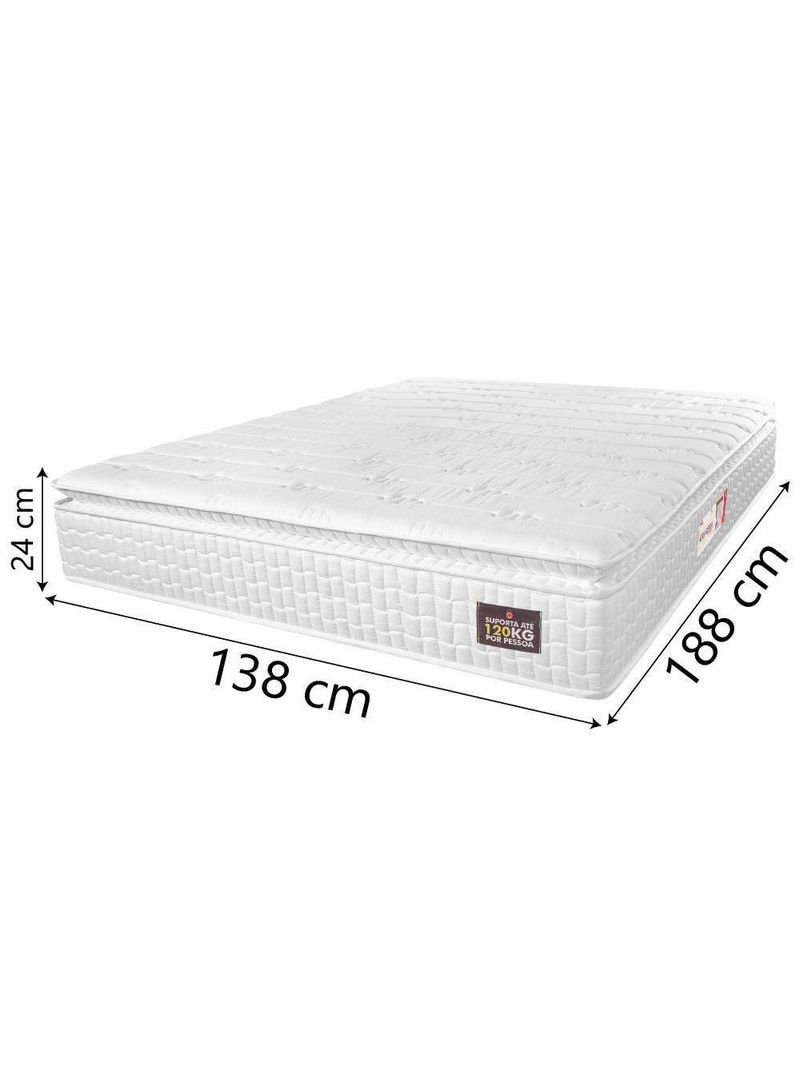 Colchão Casal Espuma D33 Pillow Top Van Gogh 138x188x24cm Branco Hellen-suporta Até 120 Kg Branco