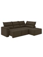 Sofá De Canto Retrátil E Reclinável 4 Lugares Santorini Veludo Luizzi Marrom