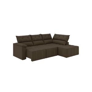 Sofá De Canto Retrátil E Reclinável 4 Lugares Santorini Veludo Luizzi Marrom