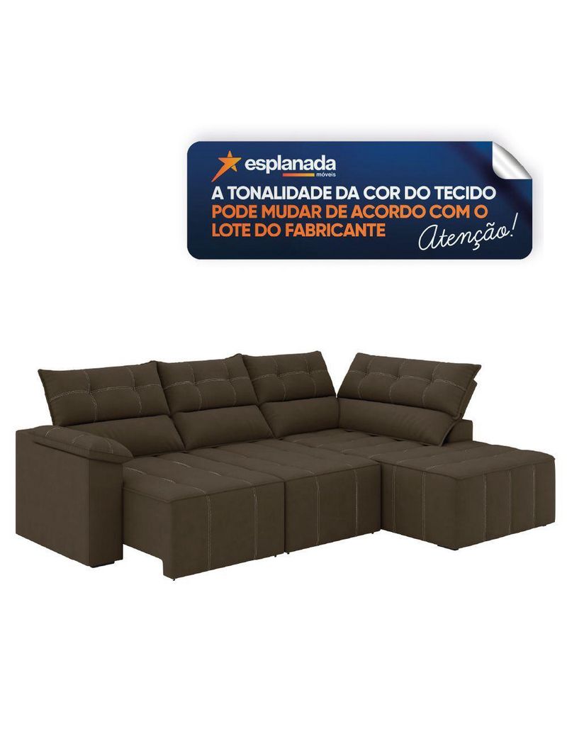 Sofá De Canto Retrátil E Reclinável 4 Lugares Santorini Veludo Luizzi Marrom