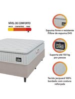 Cama Box Casal Colchão Espuma D45 Lazio Pillow Top 138x188x62cm Suede Branco/bege Hellen
