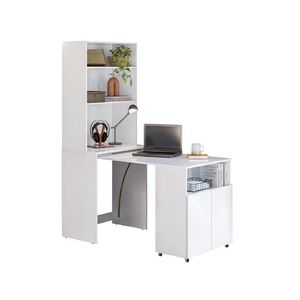 Armário Multifuncional Com Escrivaninha Retrátil Para Escritório Duo Branco Kit's Paraná
