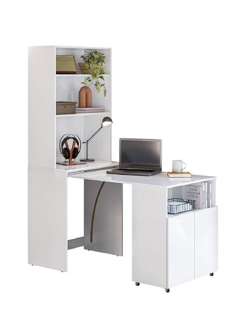 Armário Multifuncional Com Escrivaninha Retrátil Branco