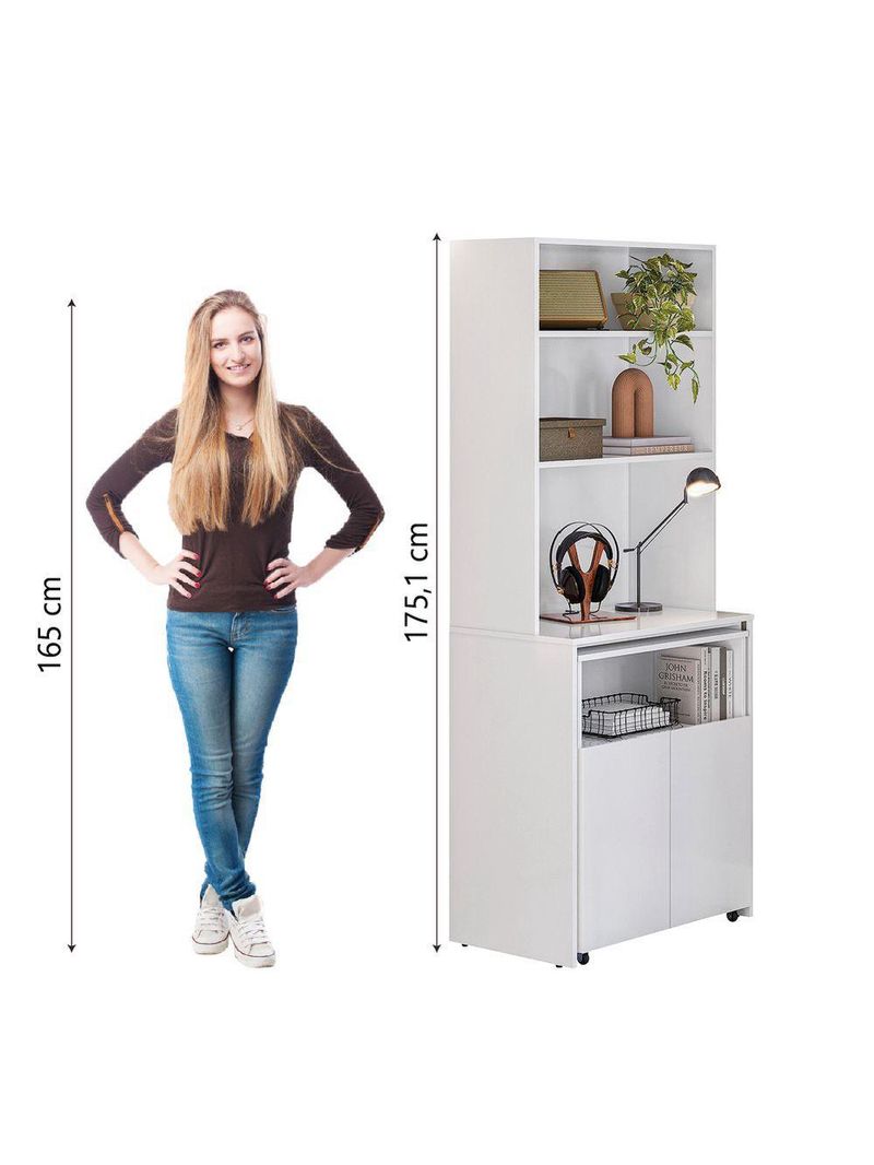 Armário Multifuncional Com Escrivaninha Retrátil Branco