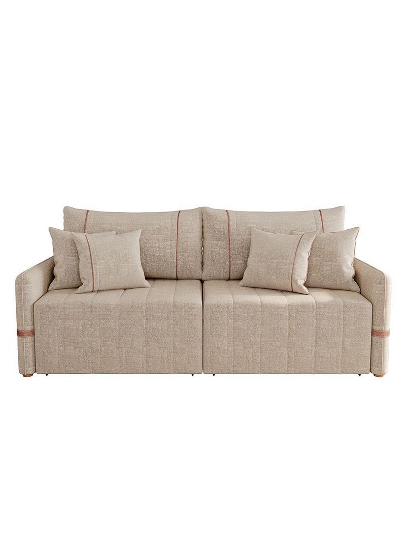 Sofá Retrátil Sem Caixa 3 Lugares 2,20m Com Almofadas Linho My Life Bex's Bege