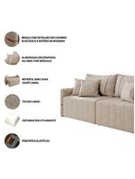 Sofá Retrátil Sem Caixa 3 Lugares 2,20m Com Almofadas Linho My Life Bex's Bege