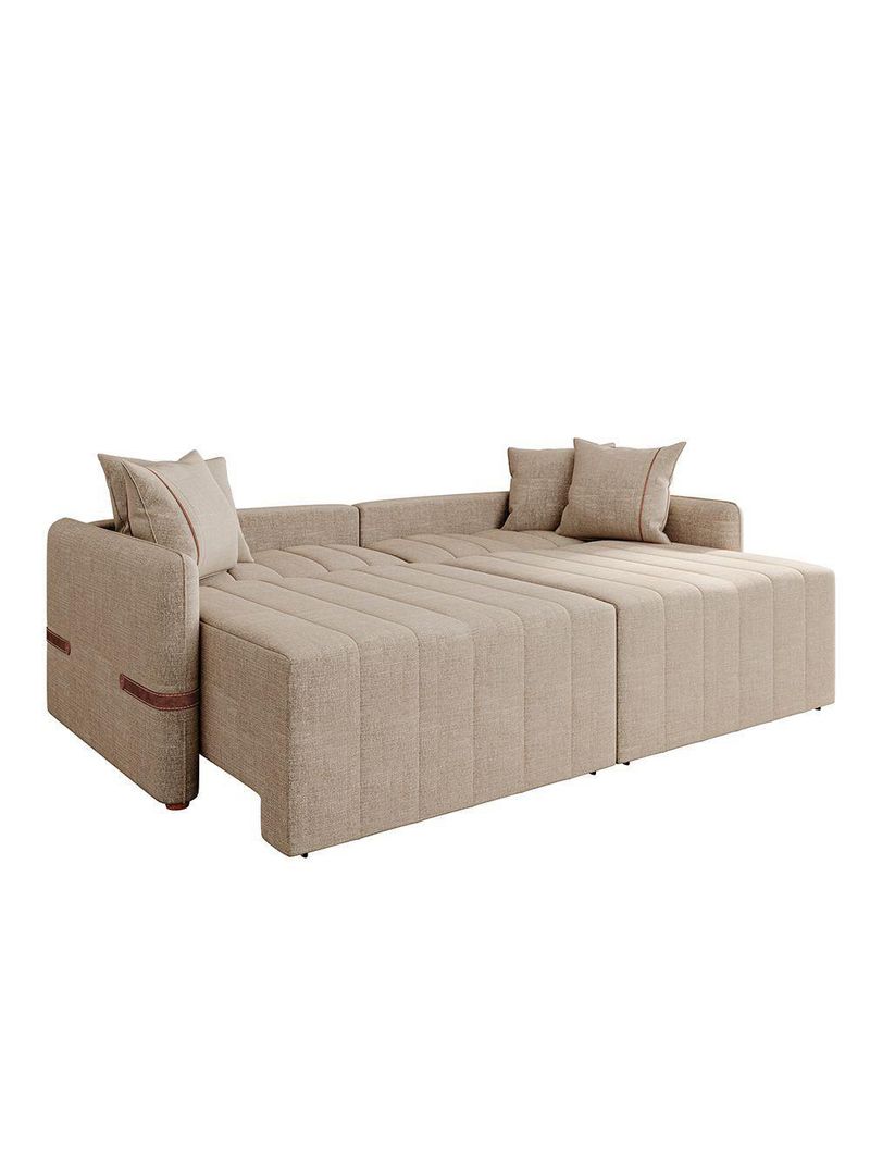 Sofá Retrátil Sem Caixa 3 Lugares 2,20m Com Almofadas Linho My Life Bex's Bege