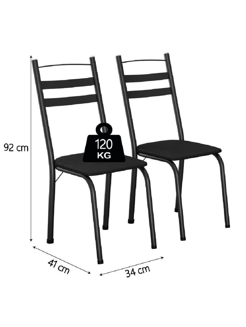 Conjunto De Mesa Sala De Jantar Com 6 Cadeiras Tubular Tampo Bp Madeirado Retangular 1,36m Preto