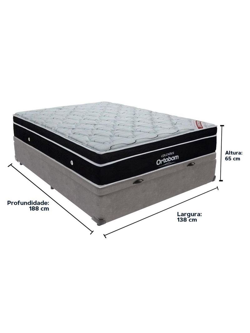 Cama Box Casal Baú Colchão Ortobom Elegant Molas Ensacadas
