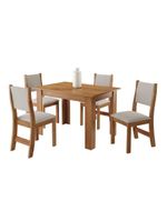 Conjunto De Mesa Sala De Jantar 1,10m 4 Cadeiras Place Veludo Viero Madeirado/marfim