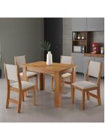 Conjunto De Mesa Sala De Jantar 1,10m 4 Cadeiras Place Veludo Viero Madeirado/marfim