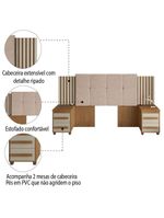 Cabeceira Casal Extensível Com 2 Mesas De Apoio Ripado E Estofado Cinamomo/Off White Suíça