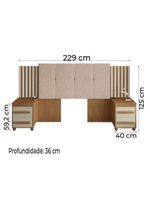 Cabeceira Casal Extensível Com 2 Mesas De Apoio Ripado E Estofado Cinamomo/Off White Suíça