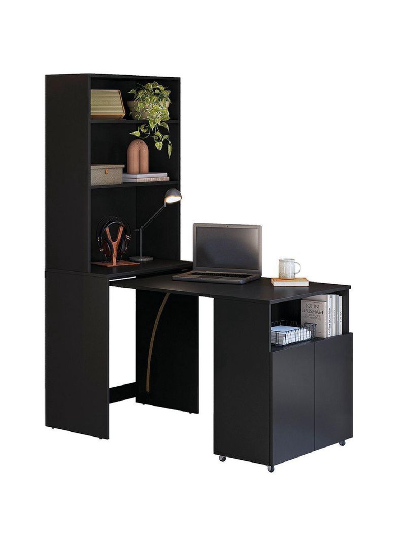 Armário Multifuncional Com Escrivaninha Retrátil Preto