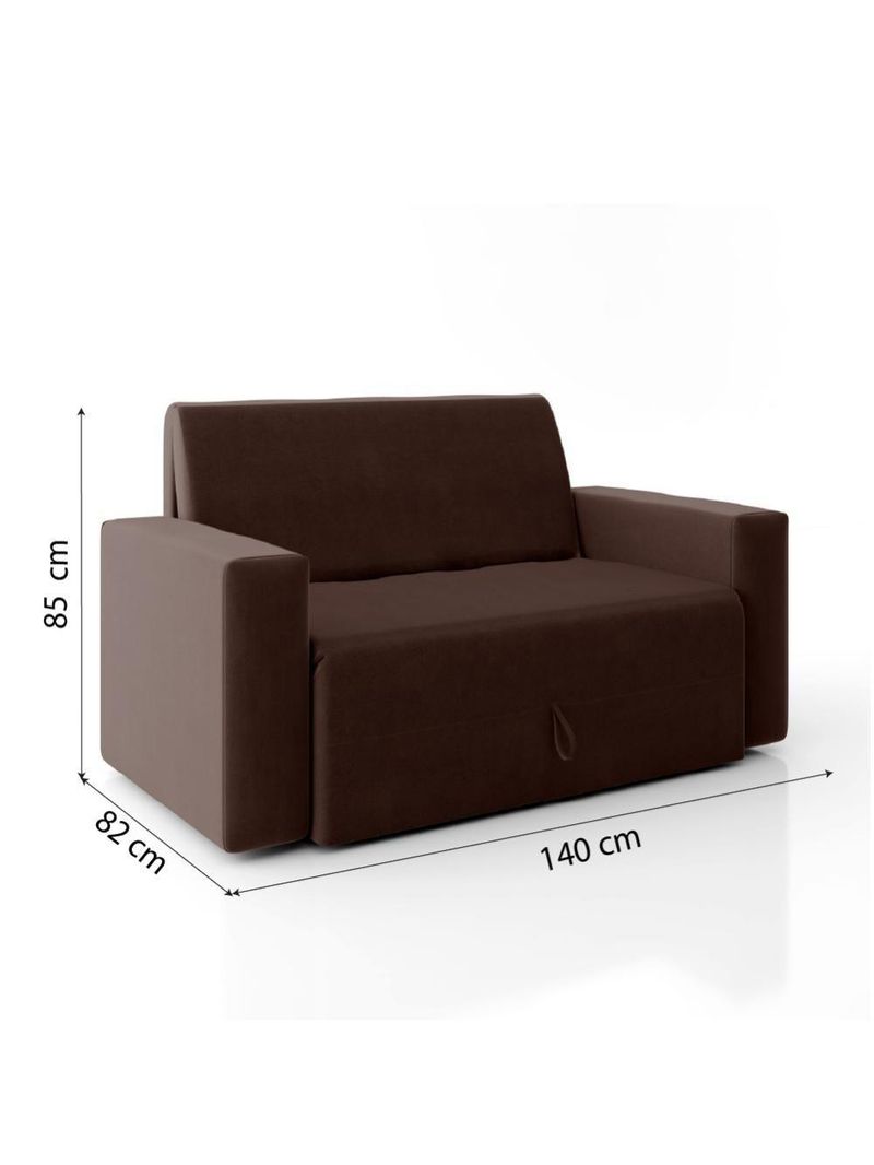 Sofá-cama 2 Lugares Pratik 5000 Mamflex Marrom Suede Marrom