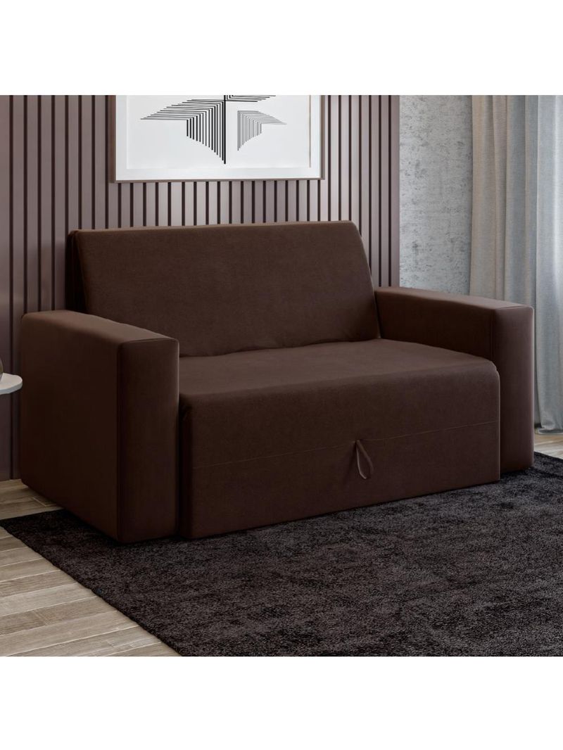 Sofá-cama 2 Lugares Pratik 5000 Mamflex Marrom Suede Marrom