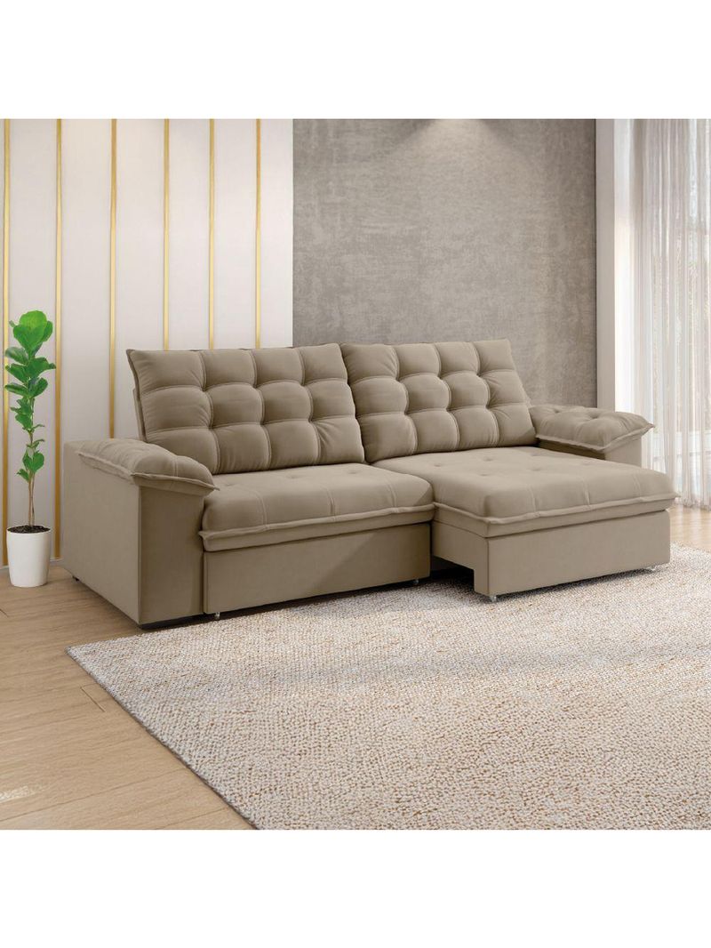 Sofá Retrátil E Reclinável Bipartido 2,90m 5 Lugares Palermo Slim Luizzi Castor