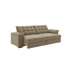 Sofá Retrátil E Reclinável Bipartido 2,90m 5 Lugares Palermo Slim Luizzi Castor