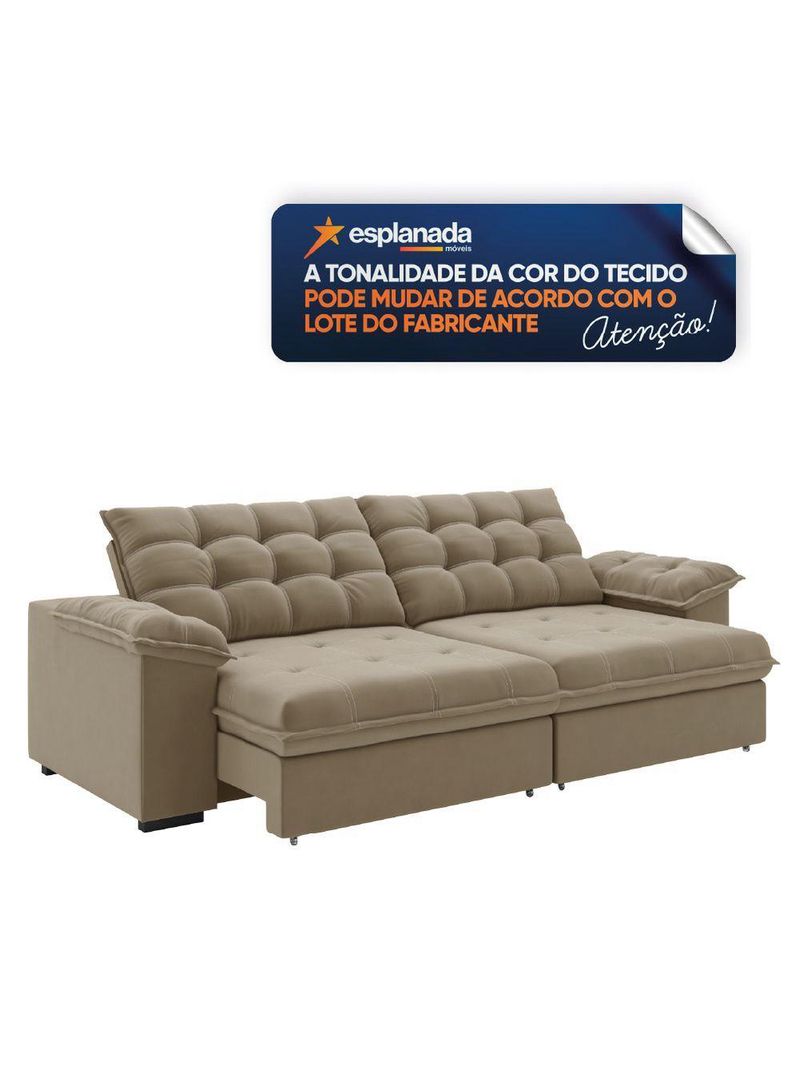 Sofá Retrátil E Reclinável Bipartido 2,90m 5 Lugares Palermo Slim Luizzi Castor