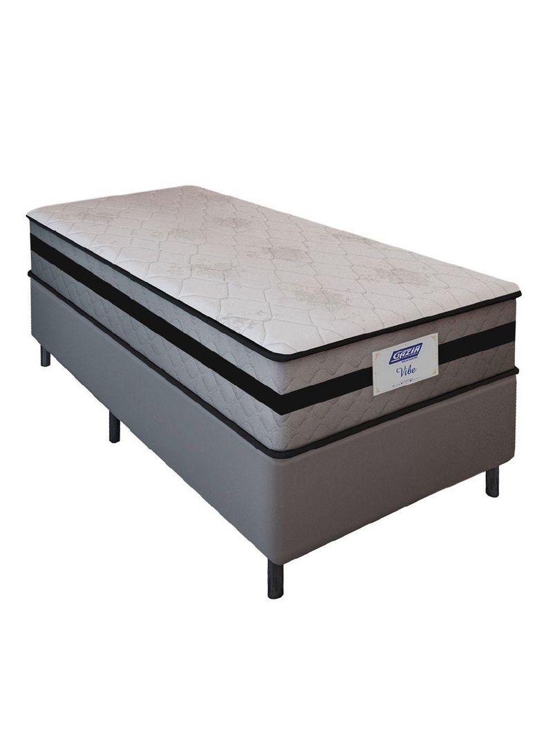 Cama Box Solteiro Gazin Com Molas Ensacadas Vibe Cinza/Preto