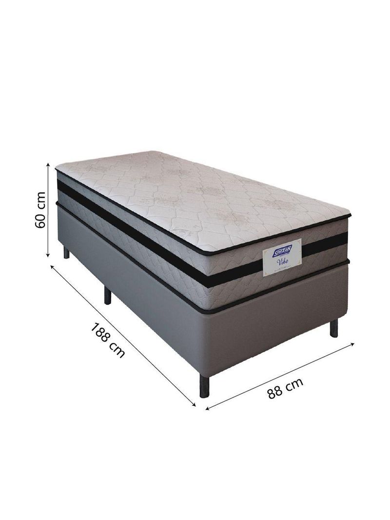 Cama Box Solteiro Gazin Com Molas Ensacadas Vibe Cinza/Preto
