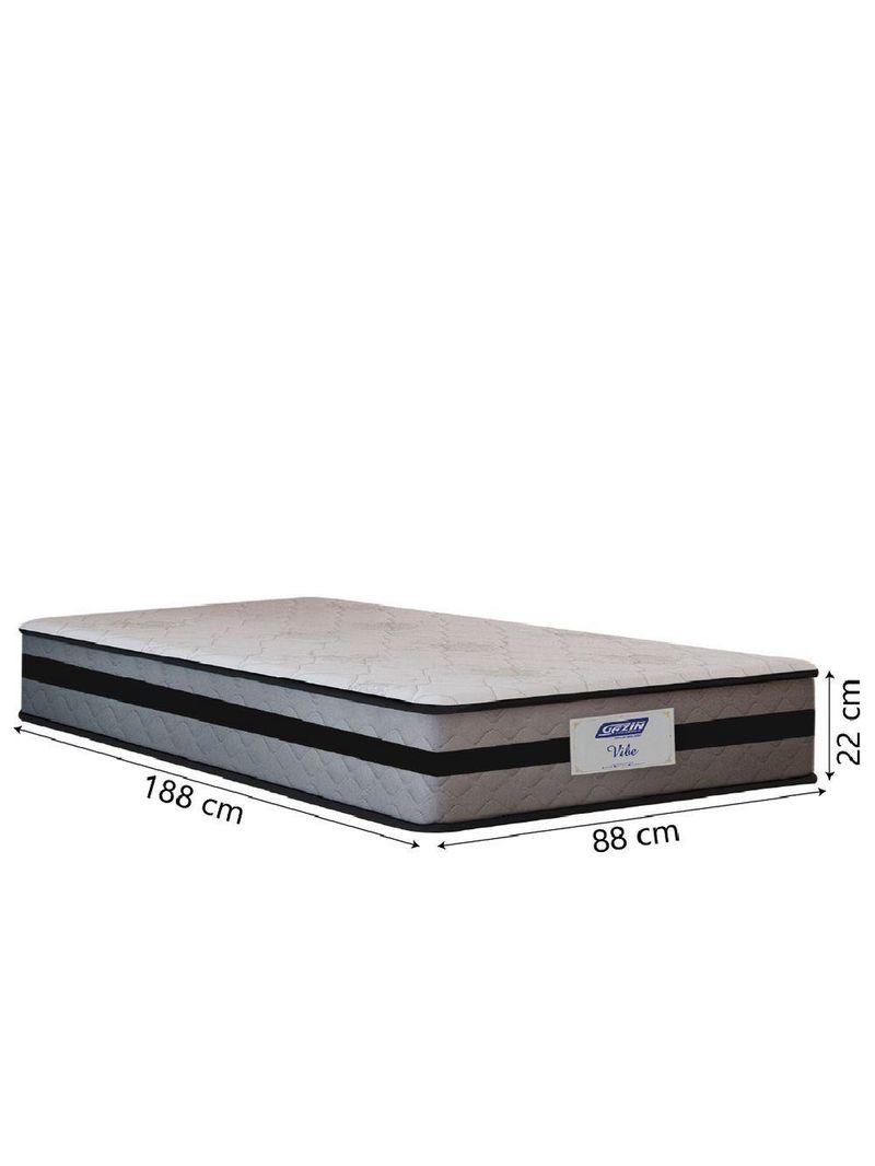 Cama Box Solteiro Gazin Com Molas Ensacadas Vibe Cinza/Preto