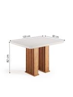 Conjunto De Mesa Sala De Jantar Ripado Tampo Com Vidro Mond 1,20m 4 Cadeiras Sofia Veludo Madeirado / Cinza