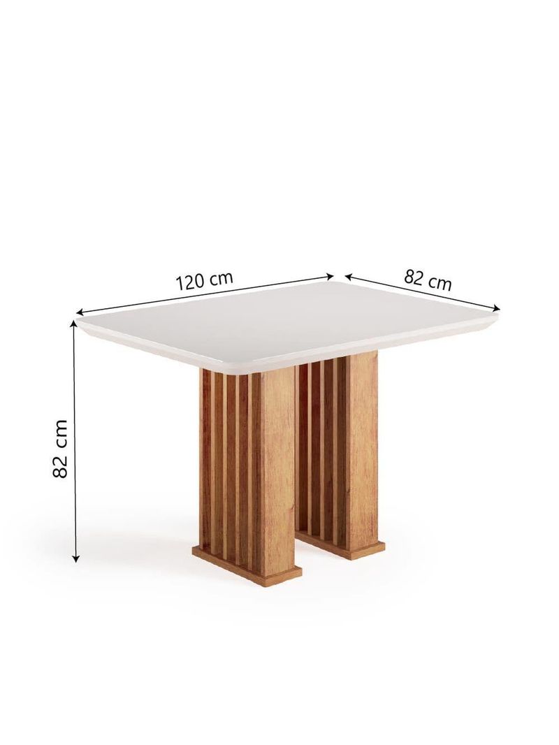 Conjunto De Mesa Sala De Jantar Ripado Tampo Com Vidro Mond 1,20m 4 Cadeiras Sofia Veludo Madeirado / Cinza