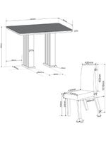 Conjunto De Mesa Sala De Jantar Tampo Com Vidro Mond 1,20m 4 Cadeiras Bele Veludo Viero Madeirado