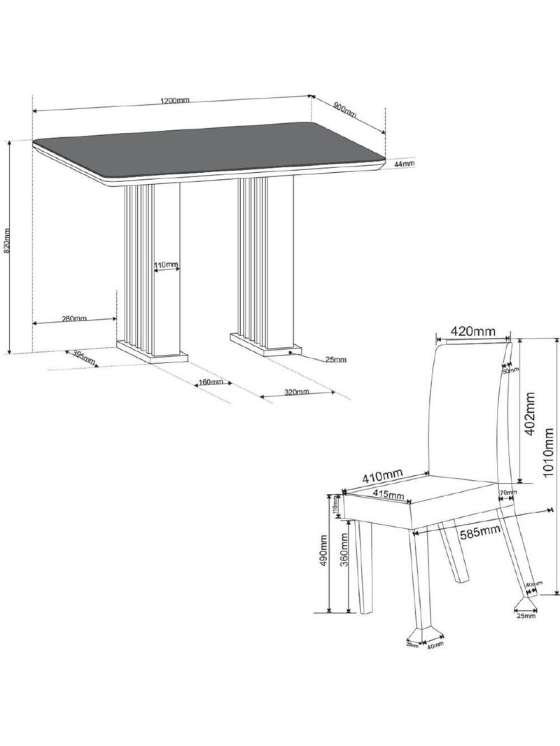 Conjunto De Mesa Sala De Jantar Tampo Com Vidro Mond 1,20m 4 Cadeiras Bele Veludo Viero Madeirado