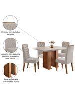Conjunto De Mesa Sala De Jantar Tampo Com Vidro Mond 1,20m 4 Cadeiras Bele Veludo Viero Madeirado