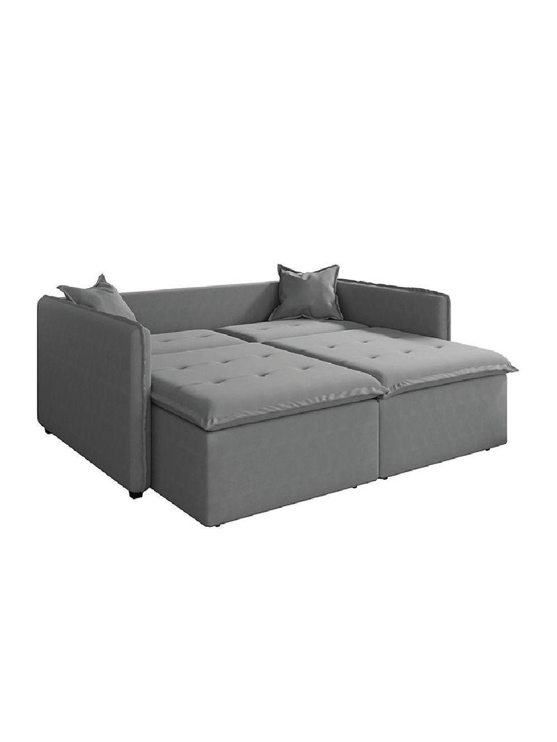 Sofá Cama Retrátil e Reclinável 2,10m 3 Lugares Bipartido Com Molas Glamour Veludo Cinza Selmer
