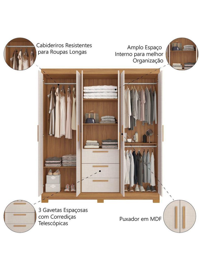 Guarda Roupas Casal  Croácia Madeirado / Off White Notável