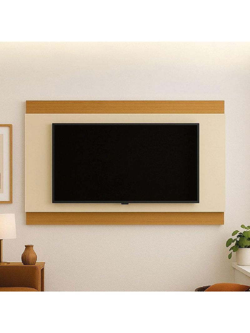 Painel Para Até 60 Polegadas 1,60m Legacy New Off White / Madeirado Edn Off White / Madeirado