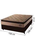 Cama Box Casal Queen Colchão Espuma D33 Pillow Top Van Gogh 158x198x67cm Suede Marrom Hellen