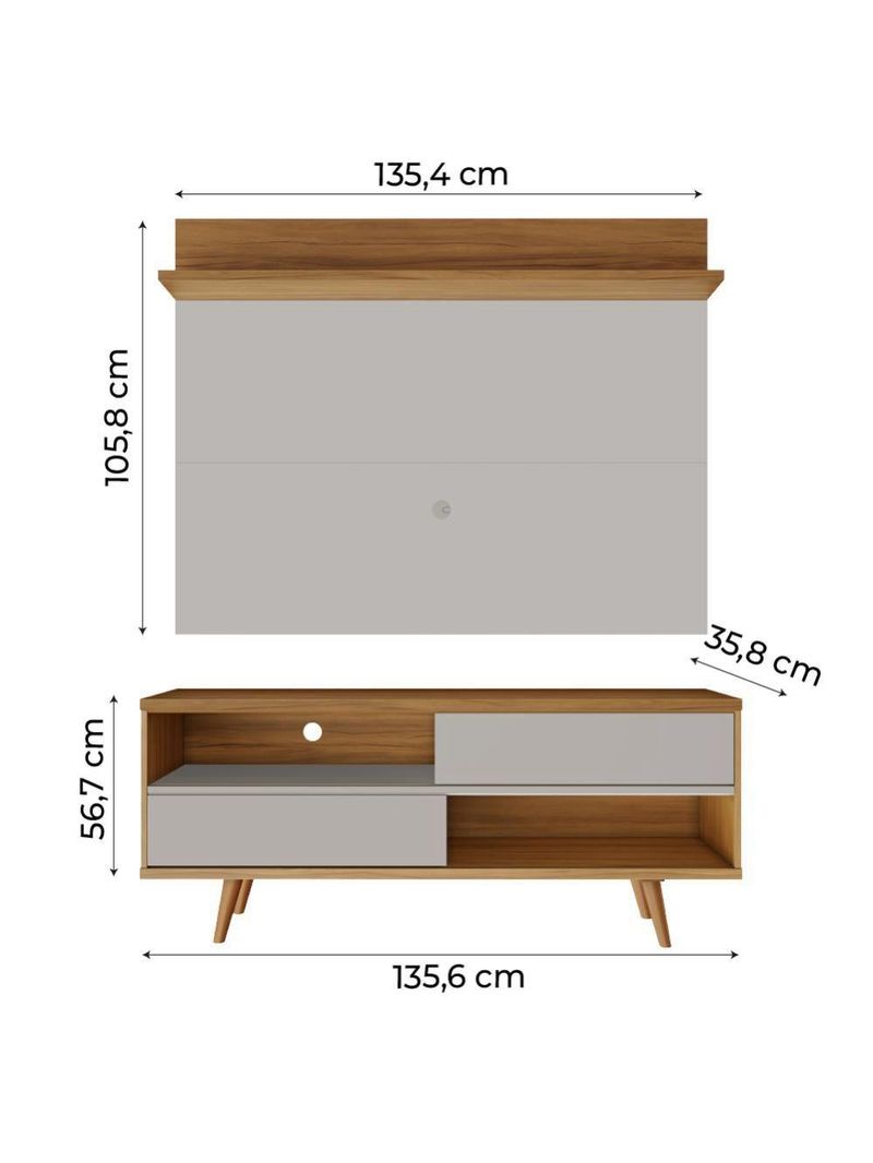 Bancada Retrô Com Painel Para Tv De Até 50 Polegadas Notável