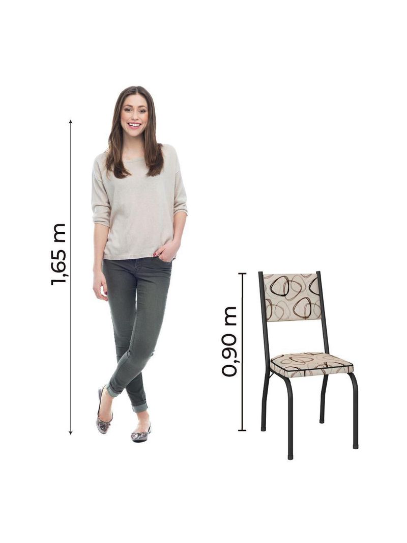 Conjunto Com 4 Cadeiras Tubular Diana Preto Fosco Assento Cedro Artefamol Preto Fosc