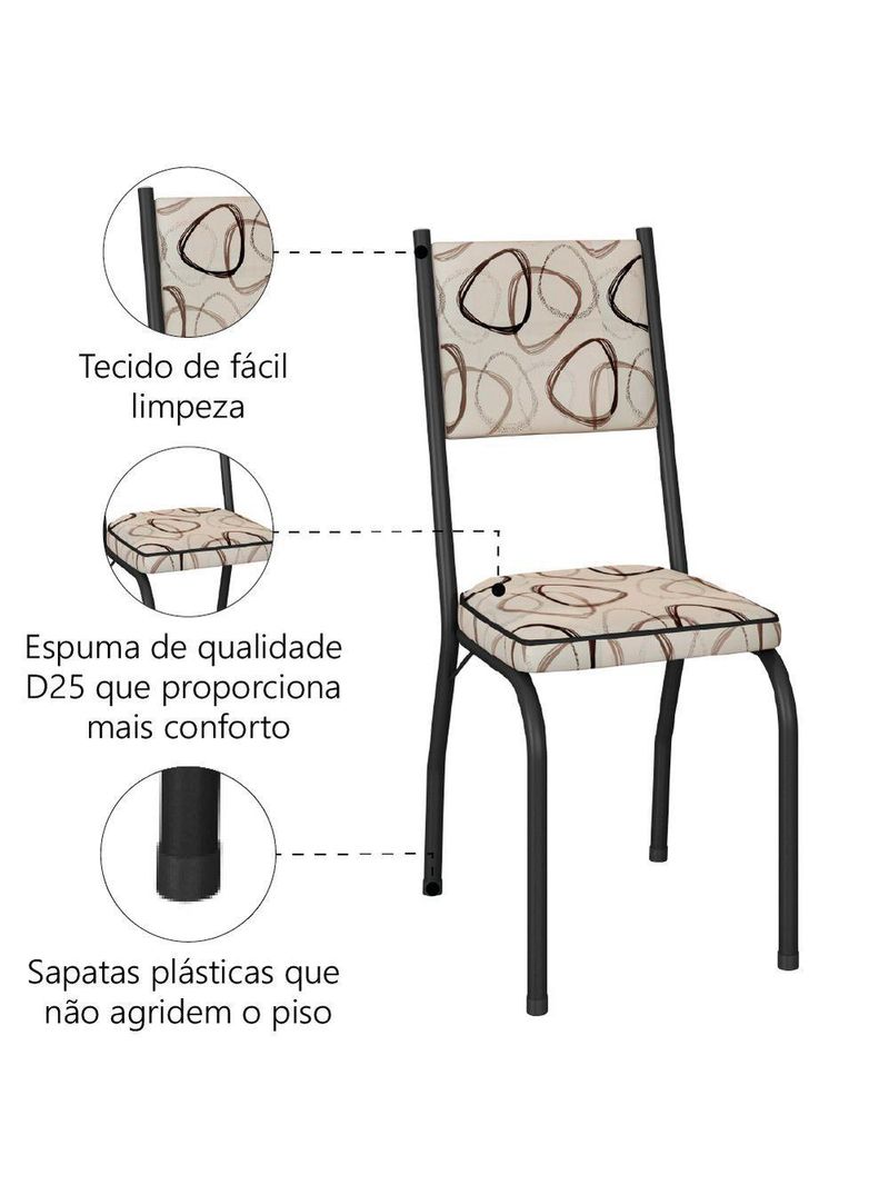 Conjunto Com 4 Cadeiras Tubular Diana Preto Fosco Assento Cedro Artefamol Preto Fosc