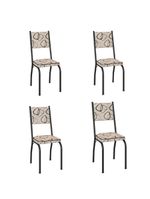 Conjunto Com 4 Cadeiras Tubular Diana Preto Fosco Assento Cedro Artefamol Preto Fosc