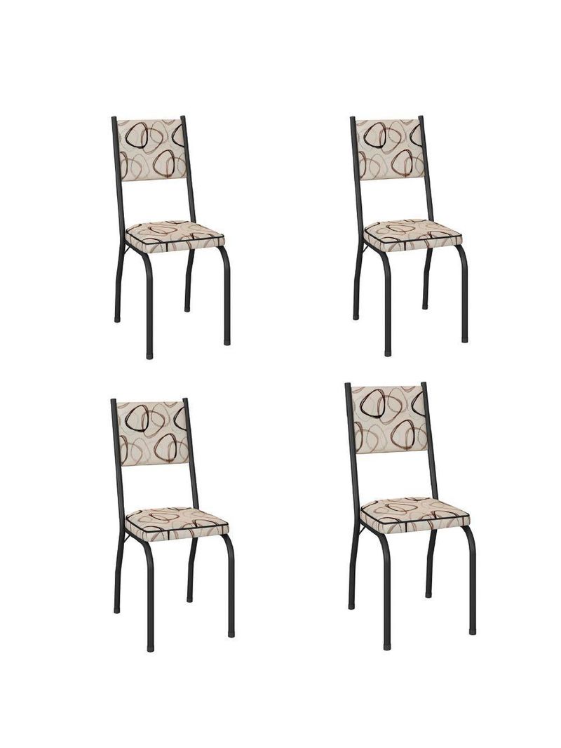 Conjunto Com 4 Cadeiras Tubular Diana Preto Fosco Assento Cedro Artefamol Preto Fosc